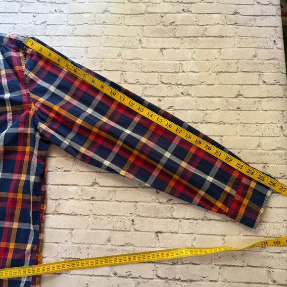 Gap Mens Classic Fit Long Sleeve Plaid Collared Shirt Red/Blue/Yellow Size XL - Picture 9 of 10